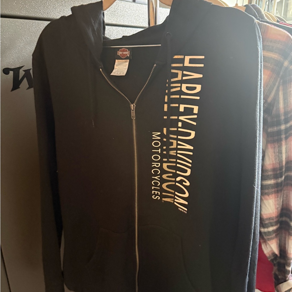 Harley-Davidson Black and White Zip-Up Jacket